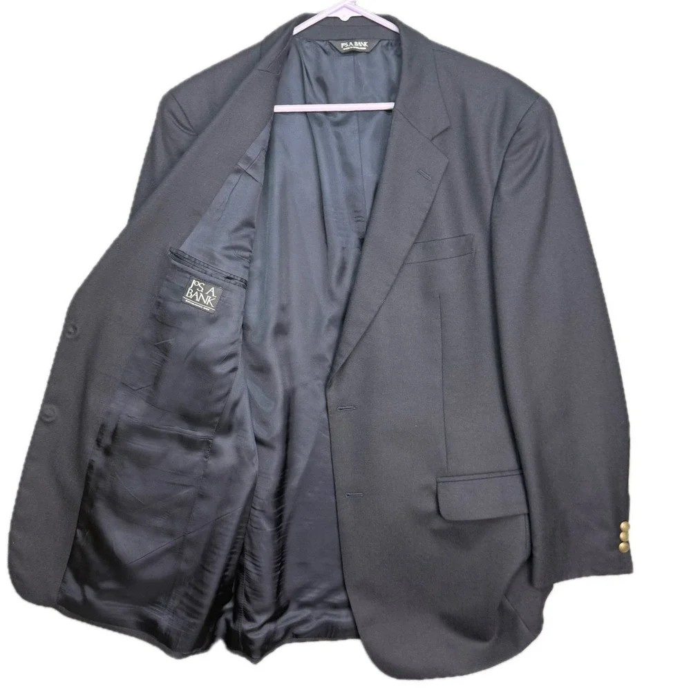 Jos. A. Bank Blazer Mens 44L Navy Blue Wool Cashmere Blend Sport Coat  Button